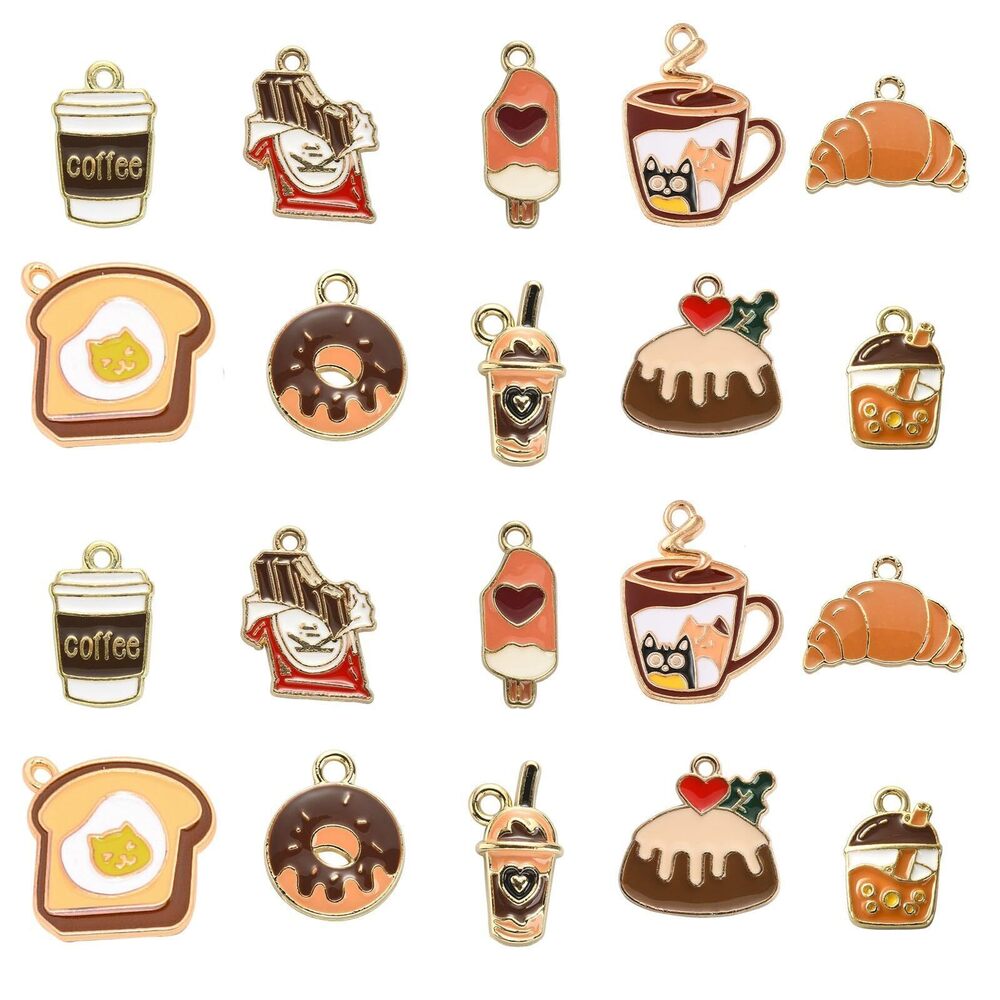 4790 50 Pcs 10 Styles Chocolate Cake Ice Cream Donut Charm Dessert Coffee